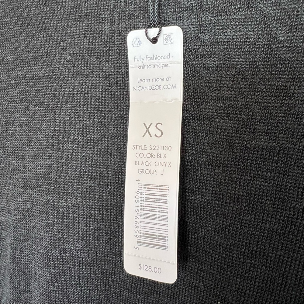 Nic + Zoe black linen blend asymmetrical sweater handkerchief hem NWT Size XS - Picture 5 of 9
